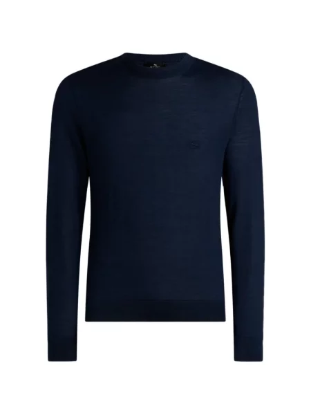 Pulover Etro cu broderie de lână albastru
