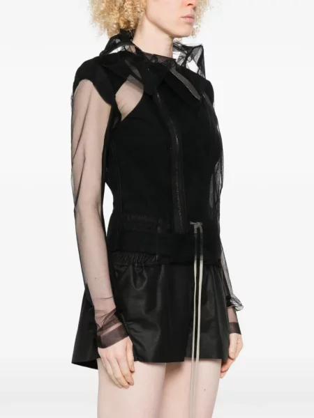 Geacă Rick Owens clasică lungă negru