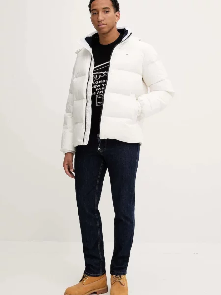 Tommy Jeans geacă cu puf pentru bărbați alb