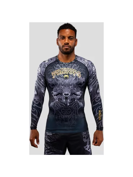 Koszulka Venum Wolf Atak Rashguard niebiesko-biało-złota S niebieska
