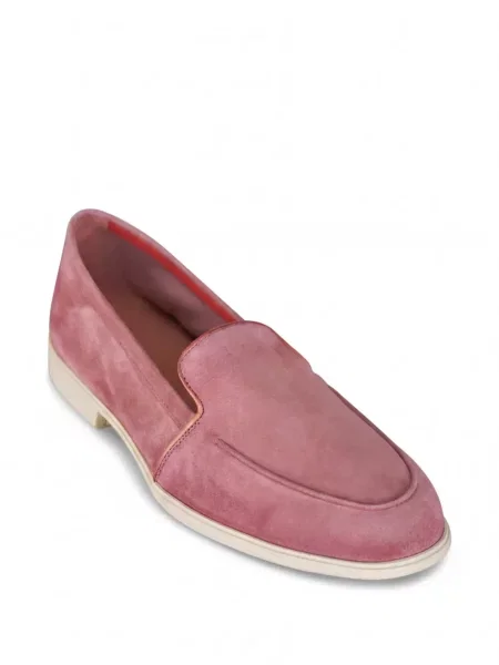 Pantofi loafer Santoni din piele de căprioară roz
