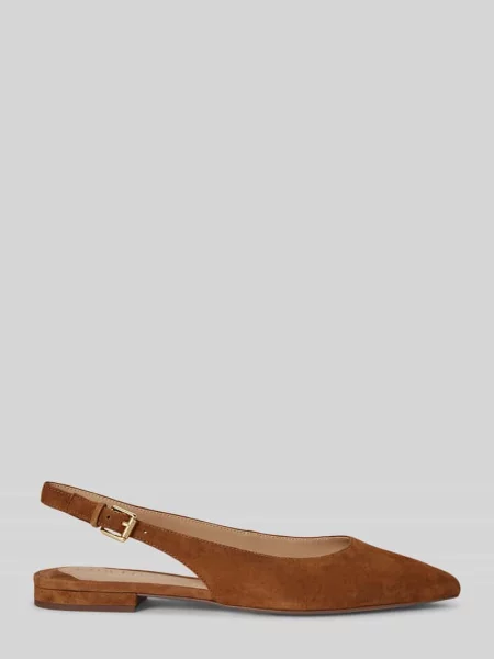 Balerinki Lauren Ralph Lauren skórzane brązowe