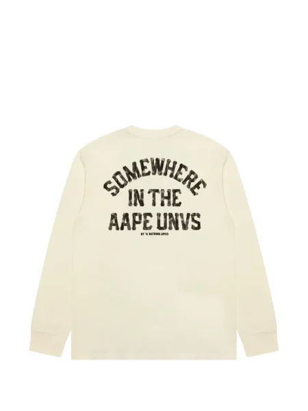 Lung tricou Aape By A Bathing Ape cu imagine alb