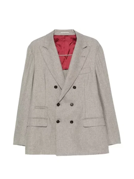 Costum Brunello Cucinelli de lână cu două rânduri de nasturi gri