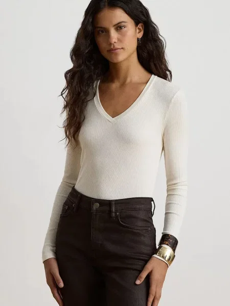 Tricou cu mânecă lungă Lauren Ralph Lauren bej