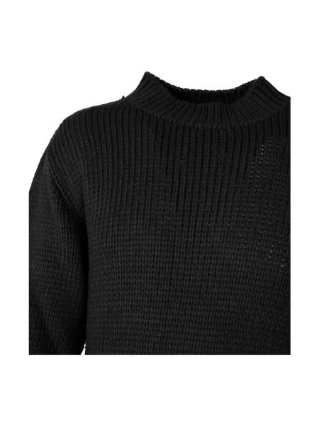 Lniany sweter z golfem La Haine Inside Us z wysokim kołnierzem elegancki czarny