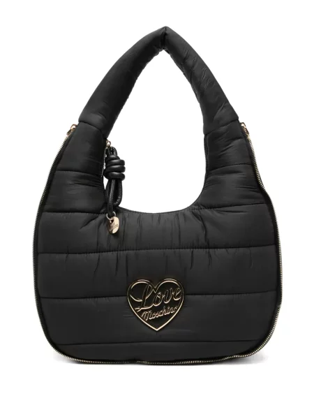 Geantă Love Moschino cu motiv cu inimi negru