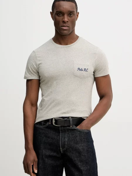 Polo Ralph Lauren tricou din cu imprimeu gri
