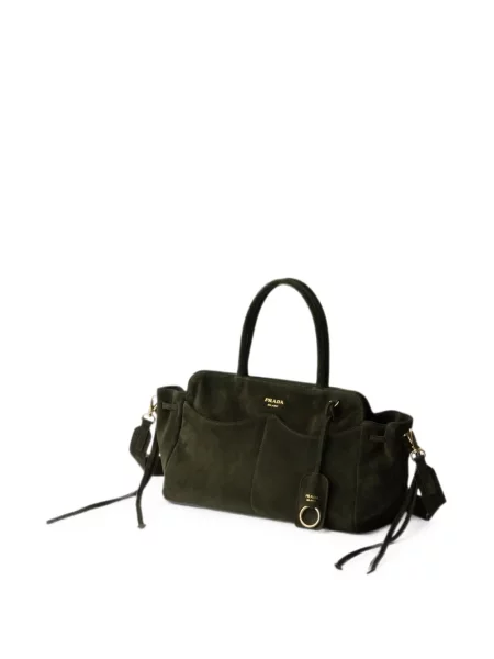 Geantă Prada din piele de căprioară verde