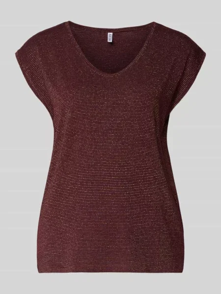 Koszulka o kroju regular fit z mieszanki model „BILLO” Pieces bordowa