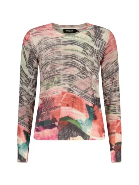 Lung pulover Desigual cu imagine cu imprimeu abstract roșu