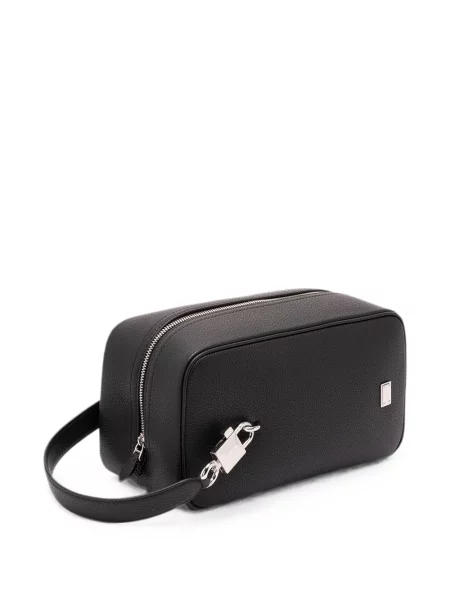 Kožená taška Dolce & Gabbana s autogramem černá