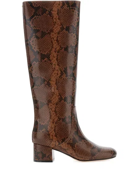 Botine Twinset cu imagine cu model piele de șarpe maro
