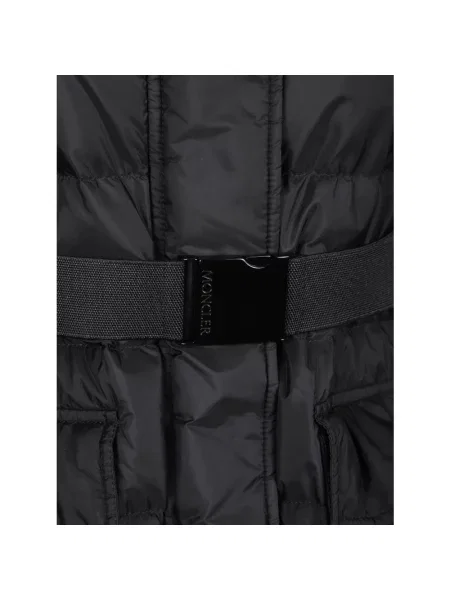 Długi płaszcz Moncler z kapturem czarny