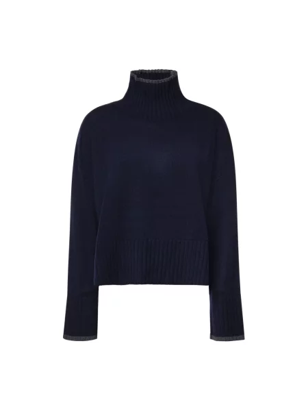 Lniany sweter z golfem Pinko niebieski