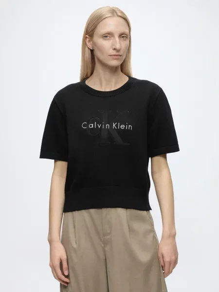 Calvin Klein Jeans Sveter / biela čierna
