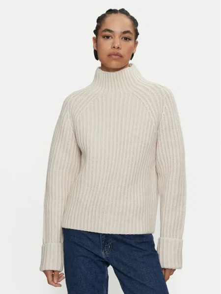 Calvin Klein Bluză cu gât Écru bej