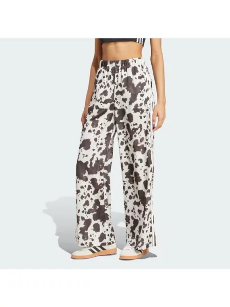 Adidas Originals Tréninkové Kalhoty Originals Satin Wide Leg Ze Saténu tmavě / krémová hnědá