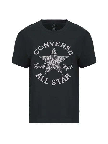 Majica z grafičnim vzorcem Converse s potiskom s kratkimi rokavi z živalskim vzorcem črna