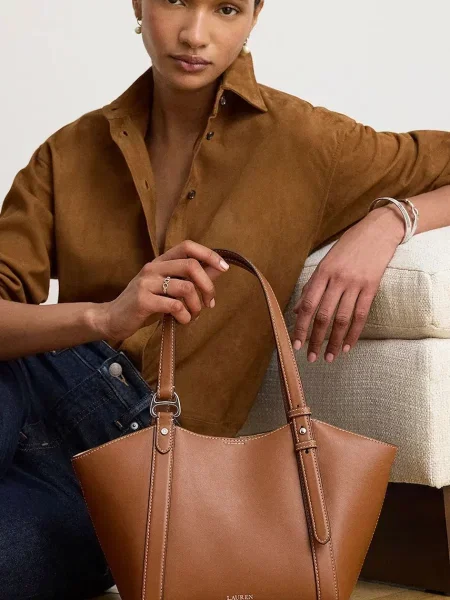 Кожаная сумка шоппер Lauren Ralph Lauren