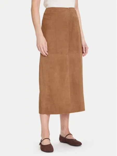 MAX&Co. Шкіряна спідниця Guelfi Straight Fit коричневий