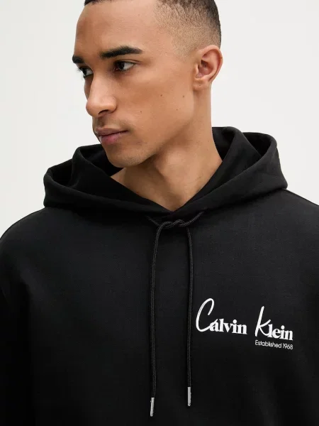 Суичър с качулка Calvin Klein Jeans с качулка черно