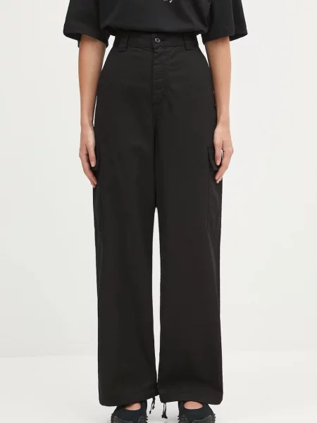 Carhartt WIP pantaloni de W Kingston drept high waist negru