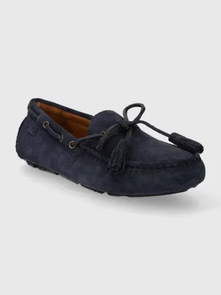 Mokasini iz semiša Polo Ralph Lauren Anders Tie mornarsko modra