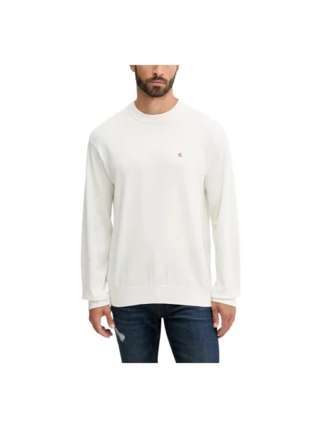Bluza Calvin Klein Jeans z okrągłym dekoltem biała
