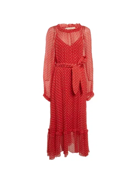 Rochie midi Zimmermann cu buline cu volane roșu