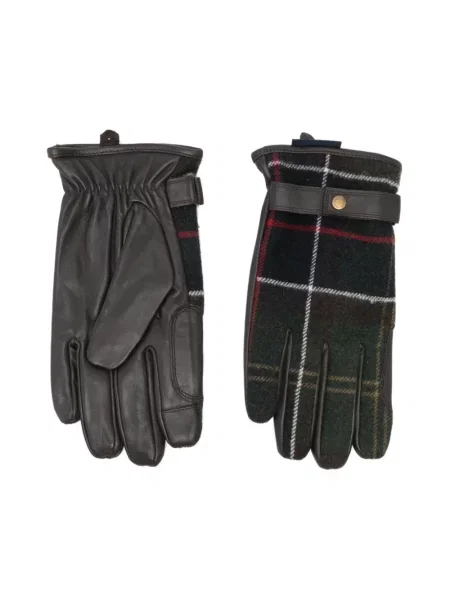 Rękawiczki z wełny z rzemiennym paskiem Barbour zielone