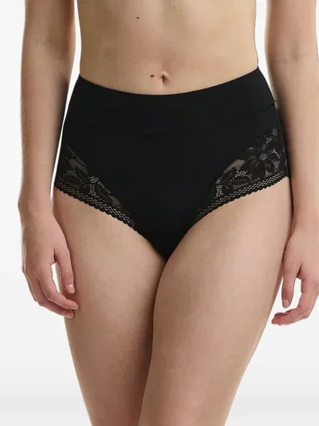 Класически бикини Wolford с висока талия с дантела черно