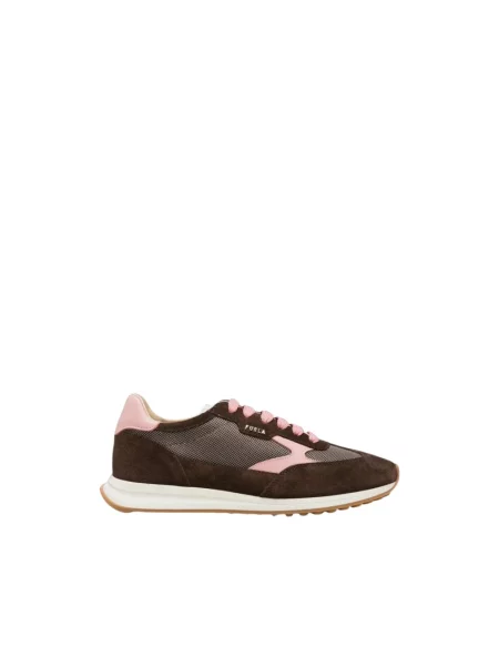 Sneakersy Furla sznurowane skórzane retro brązowe