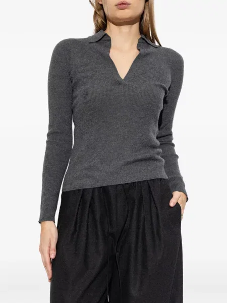 Tricou polo Max Mara din cașmir gri