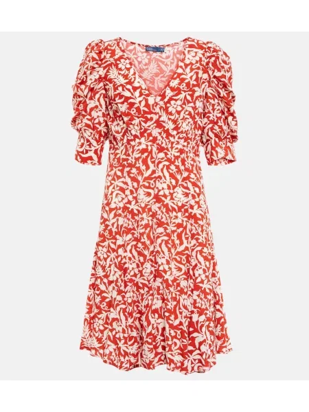 Rochie midi Polo Ralph Lauren cu model floral roșu