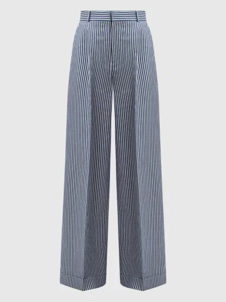 Штани з шовком в смужку Christian Dior сині