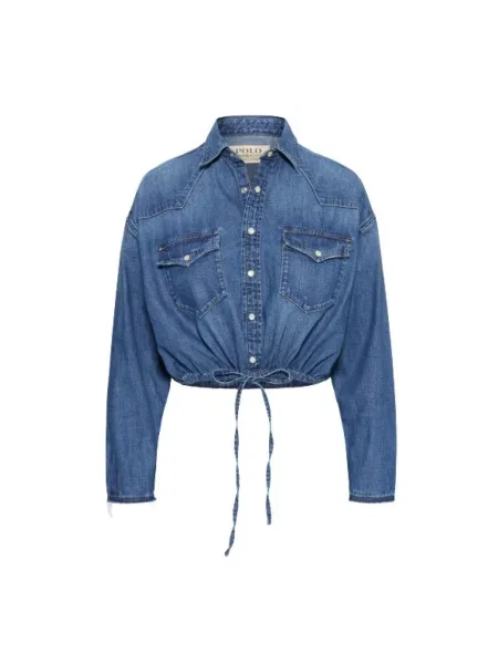 Bluzka Polo Ralph Lauren o krotszym kroju niebieska