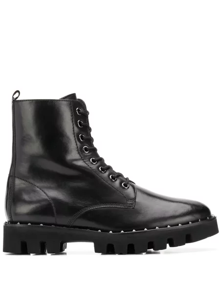 Čizmice Högl s vezicama s čipkom crna