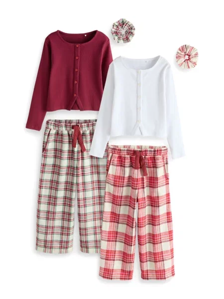 Next Pijamale verde / roșu / roșu bordeaux alb