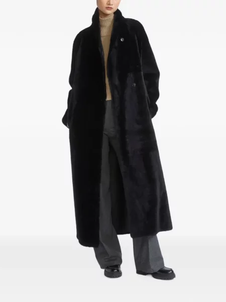 Reversibil haină din piele de oaie Yves Salomon din piele de oaie negru
