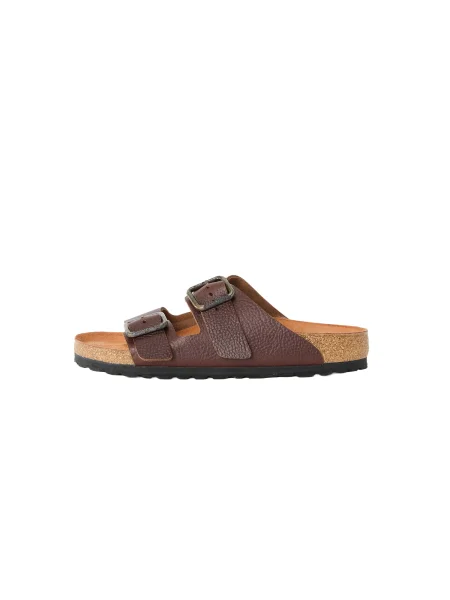Birkenstock șlapi de piele Arizona Vintage Wood Wire Buckle maro