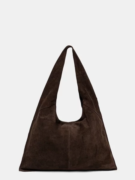 Answear.LAB geanta de mana din piele intoarsa maro