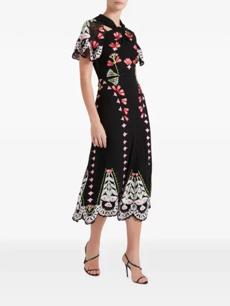 Rochie midi Temperley London cu model floral negru