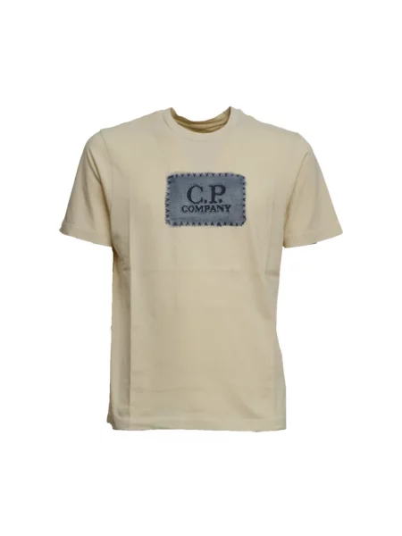 Koszulka C.p. Company z krótkim rękawem z logo beżowa