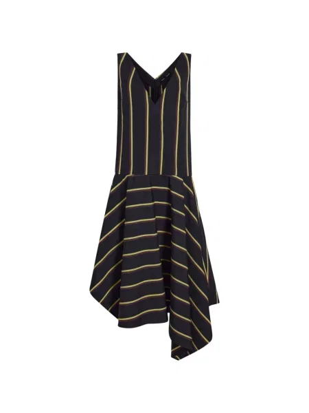 Rochie midi Proenza Schouler cu dungi cu decolteu în V negru