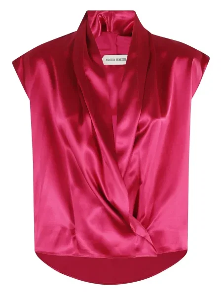 Top Alberta Ferretti din satin roz