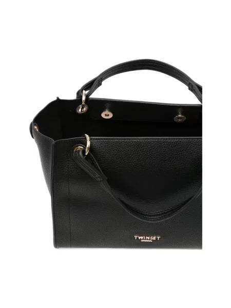 Lniana shopperka Twinset czarna