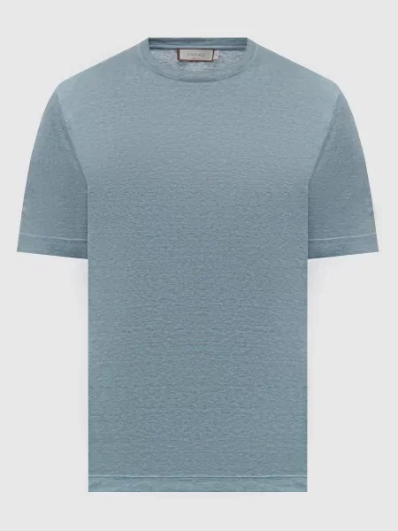Футболка з льону Canali блакитна