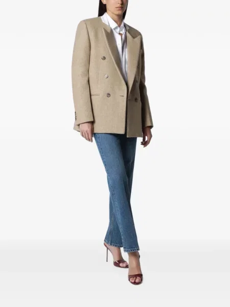 Blugi Victoria Beckham cu talie înaltă albastru