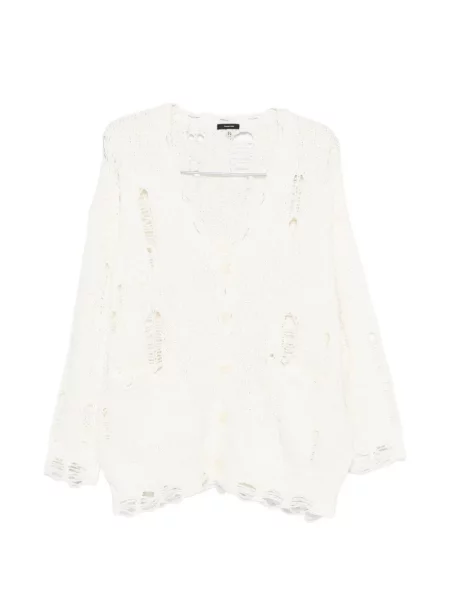 Kardigan R13 z przetarciami biały